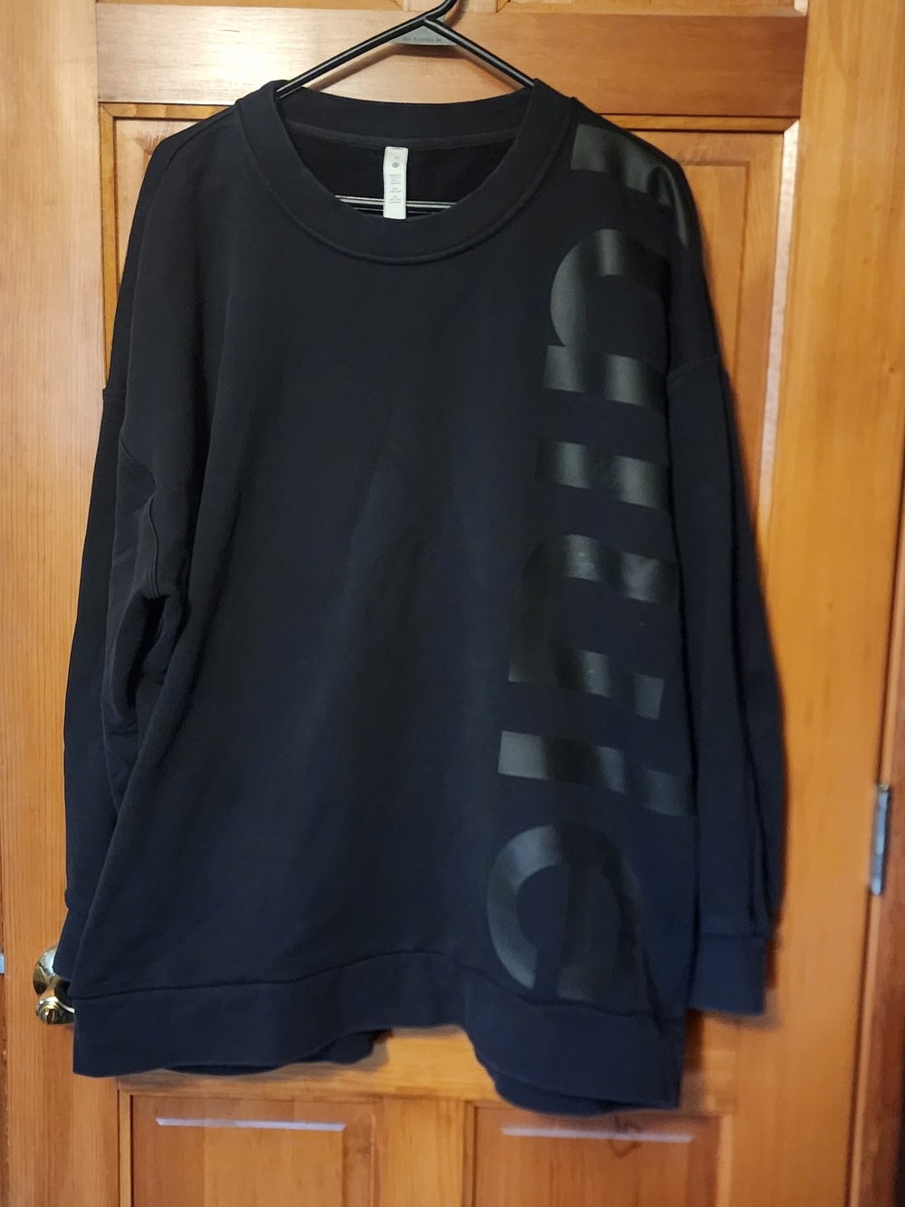 lululemon athletica Black Crewneck Sweater with Tonal Logo Stripe